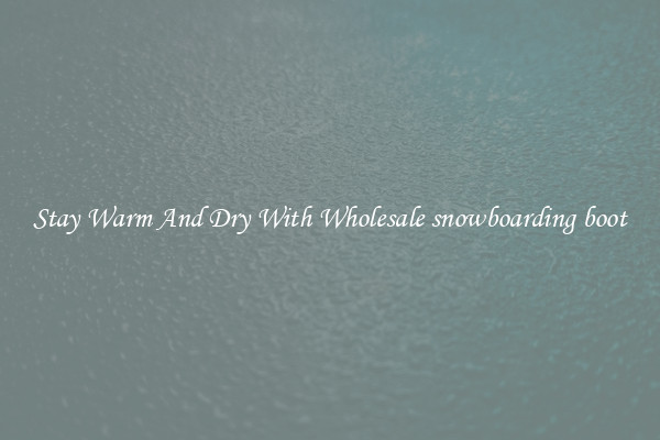 Stay Warm And Dry With Wholesale snowboarding boot