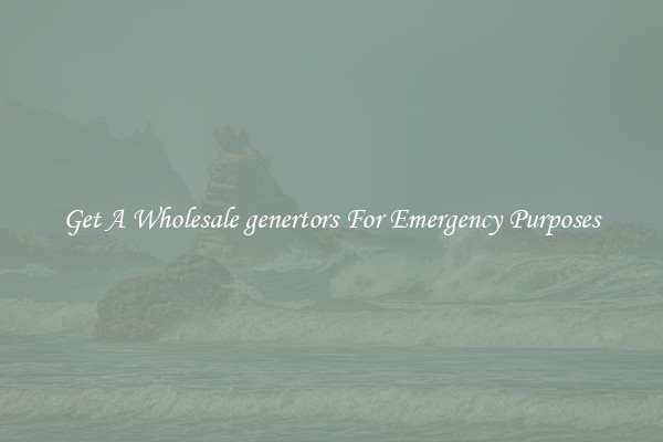 Get A Wholesale genertors For Emergency Purposes