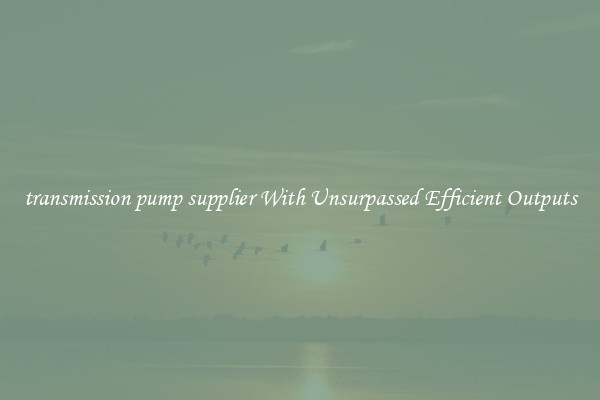 transmission pump supplier With Unsurpassed Efficient Outputs