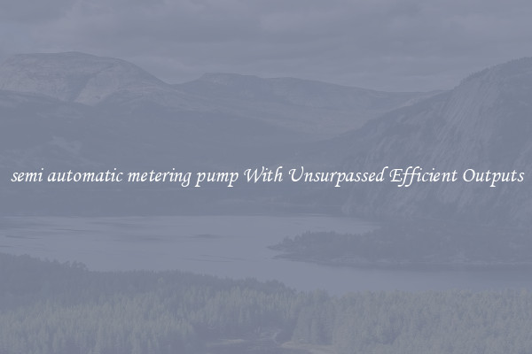 semi automatic metering pump With Unsurpassed Efficient Outputs