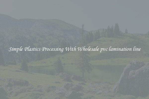 Simple Plastics Processing With Wholesale pvc lamination line